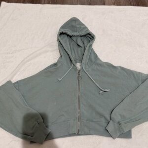 Aeropostale Green Cropped Zip Up Hoodie